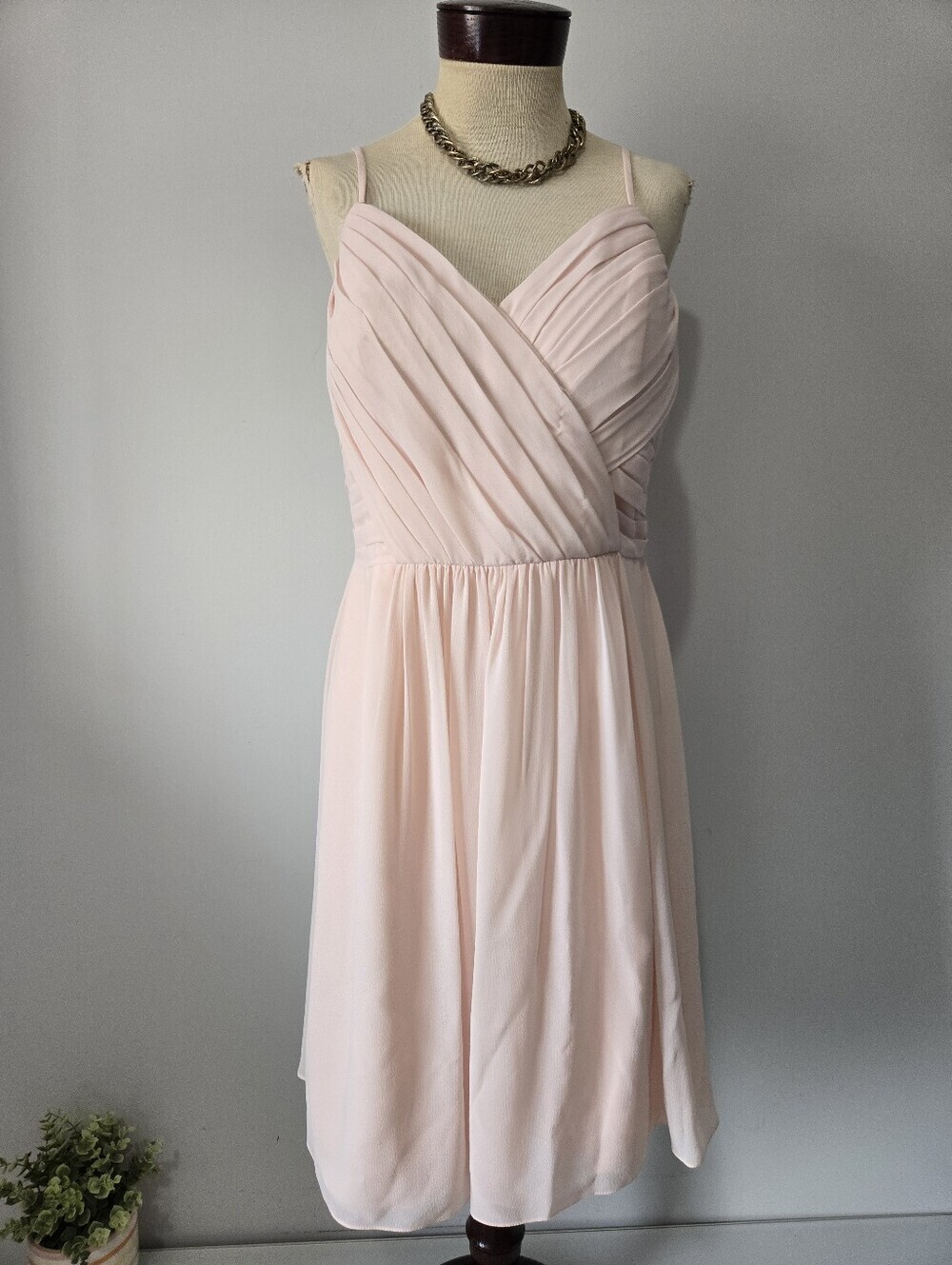 Bill Levkoff Light Blush Pink Chiffon Midi Dress. Size 14